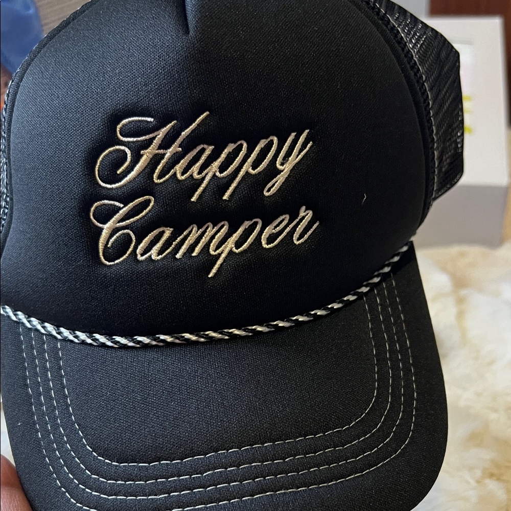 Black 'Happy Camper' Trucker Hat